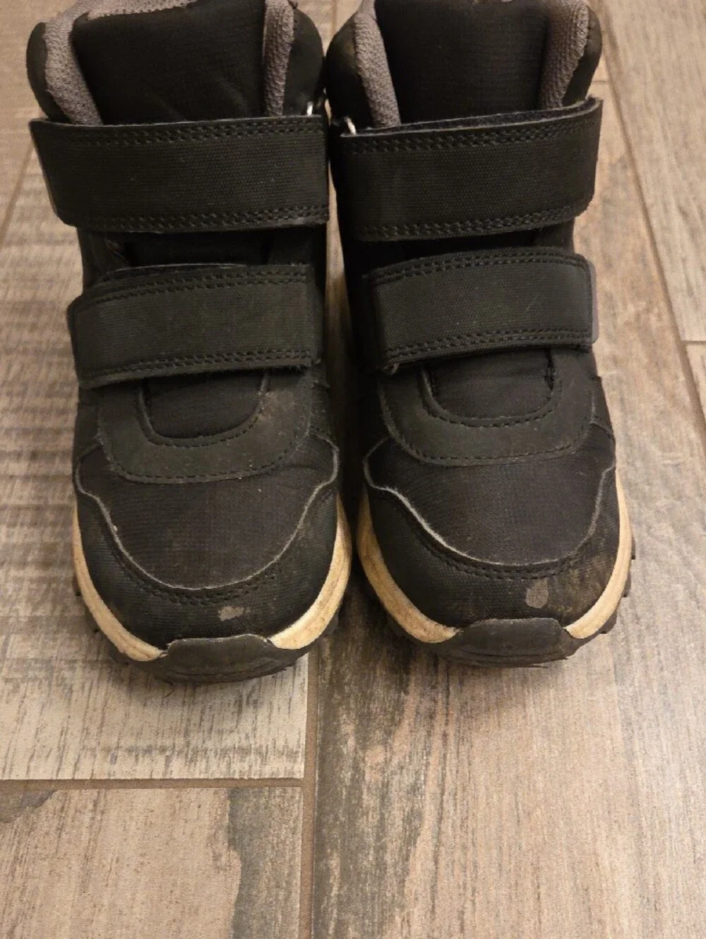 all in motion Black and Gray Kids Winter Boots with Hook-and-Loop Straps